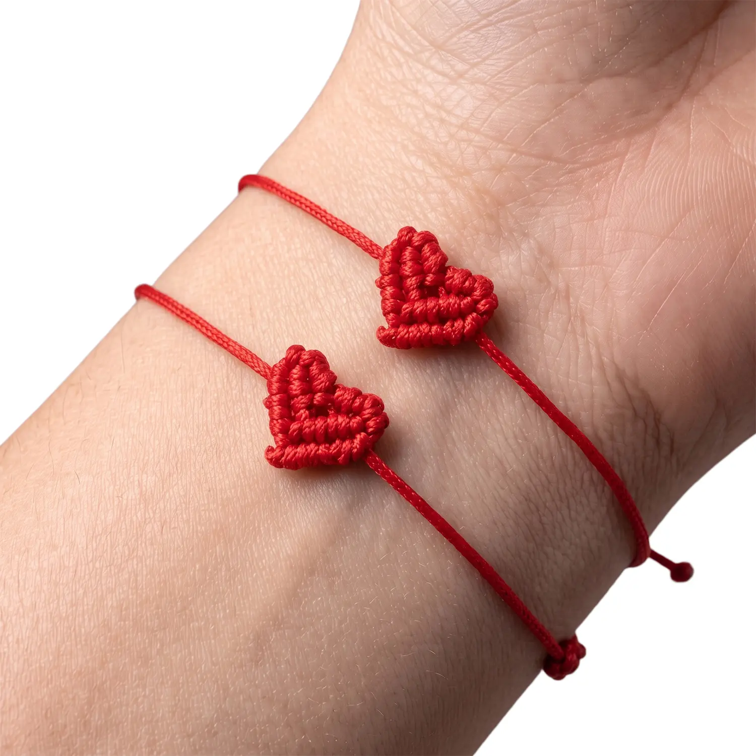 2 PCS Heart-Shaped Braided Red Rope, Adjustable Red String Bracelets, Meaningful Promise Friendship Wish Cord Bracelet Gift for Back to School Season Birthday Party