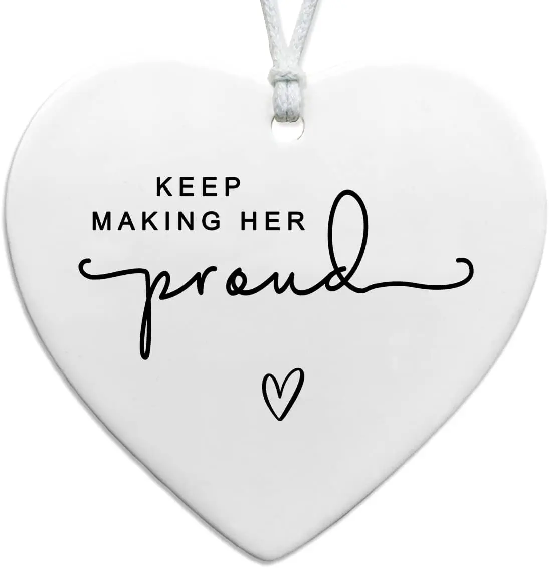 Memorial Keepsake Heart Ornament - Ceramic Sympathy Gift for Mom Grandmother Sister Daughter, Keep Making Her Proud remembrance, bereavement decor with ribbon and gold hanger, holiday funeral keepsake