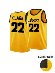 High Quality Clark 22 Embroidered Basketball Sleeveless Jersey, Round Neck Loose Fit Breathable Comfortable Tank Top, Unisex Style, Perfect for Outdoor Activity ,Training, All Seasons