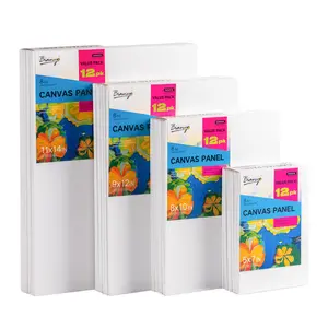Bianyo Canvas Panels 100% Cotton Acid-Free Pre-Primed with Gesso Blank Canvas Boards for Acrylic Oil and Watercolor Painting 5x7 8x10 9x12 11x14 Inch Value Pack