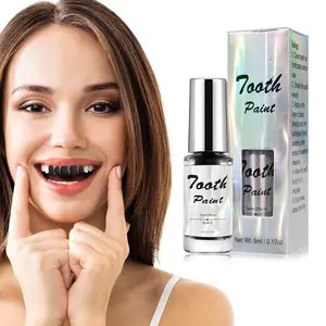 Professional Black Tooth Paint Quick Realistic for Cosplay Rotten Makeup Missing Teeth SFX Halloween Art Theater 5ml Coffee Metal Long Lasting Effect Gentle Application - Coverage