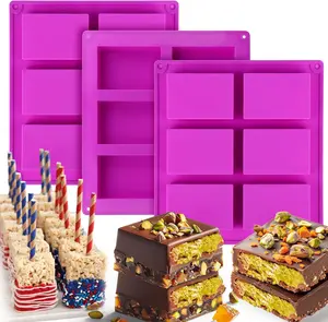 Rice Snacks Molds for Rice Krispies Treats Baking, 3pcs 6-Cavityrice Cereal Bars Trays for Crispy Treat Making, Candy Making Supplies for Chocolate Brownie Cornbread Pudding Butter Mould