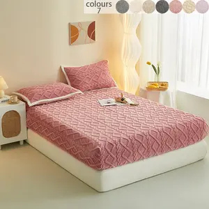 New Solid Color Winter Warm Flannel Comfortable Diamond Pattern Bed Sheet (no Pillowcase), Casual Style, Single Piece