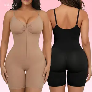 BBEUU Seamless Tummy Control Bodysuit | Zipper Front Butt & Breast Lifting Shapewear, Open Crotch Design for Convenience, Adjustable Straps All Day Breathable Shaper