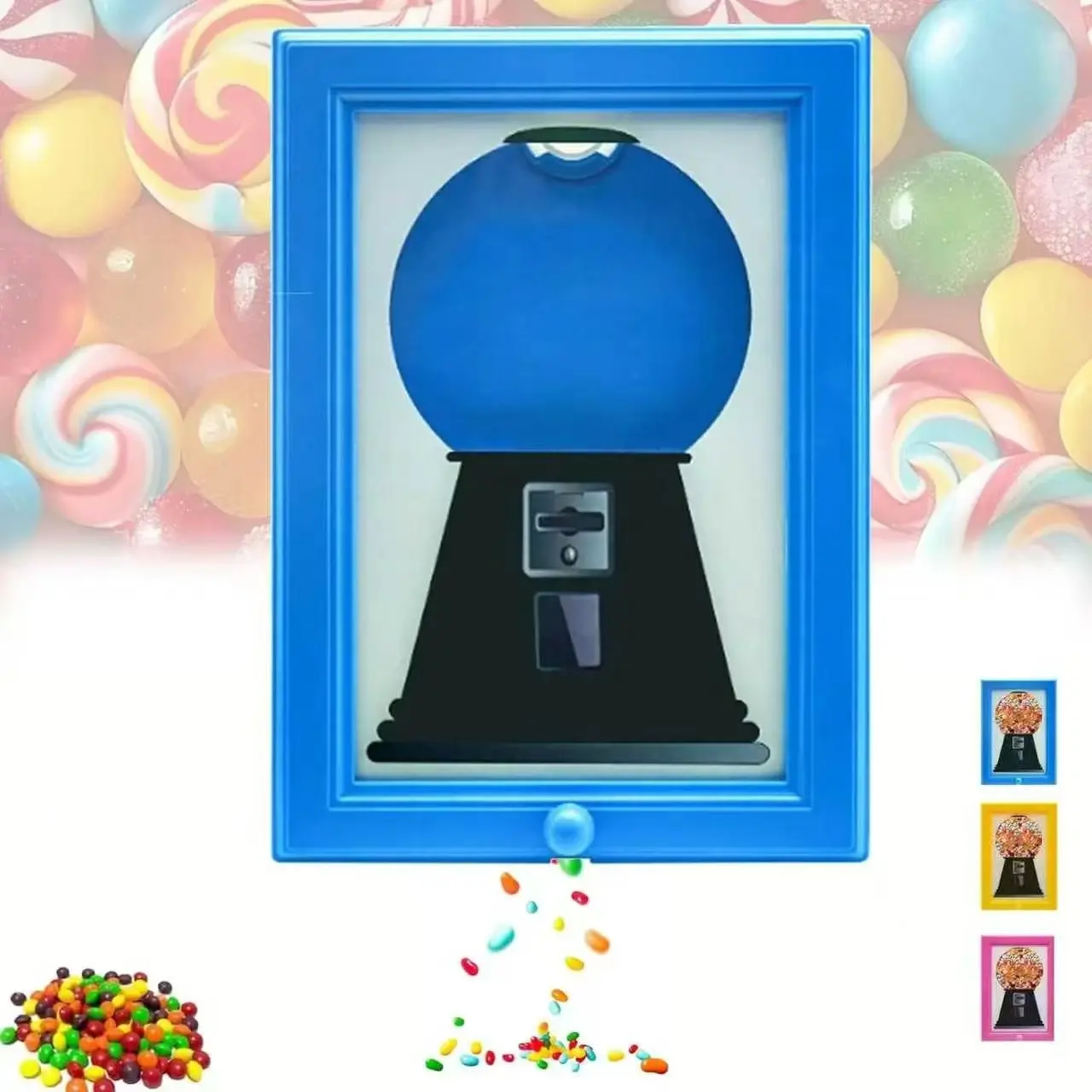 Retro Wall Mount Gumball Candy Dispenser Frame, Manual ABS Storage for Candies, Nuts & Pet Treats, Dual Wall/Tabletop Cute Home Decor, Unique Gift for Kids & Candy Lovers, Perfect for Birthdays, Housewarming & Holidays