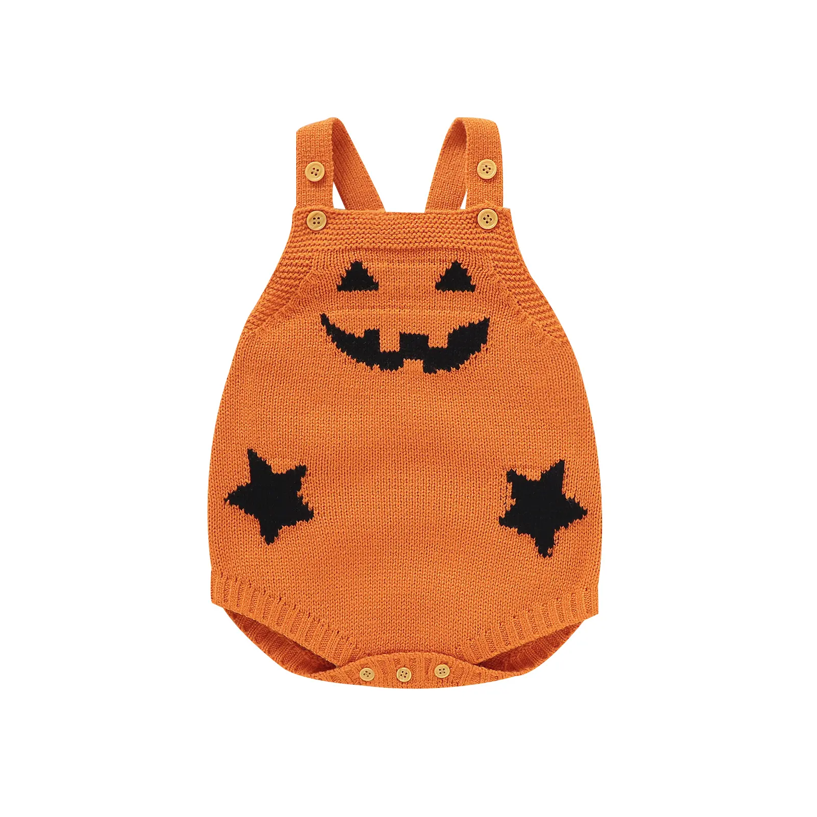 Baby Boy Girl Halloween Clothes Newborn Sweater Romper Pumpkin Ghost Knitted Romper Suspender Jumpsuit Outfits