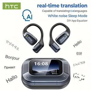 HTC NE25 Translation Earbuds, Real-time Translation, Open Wireless Bluetooth Headphones, Supports 134 Languages ​​with App, Vibrant Color Touchscreen, OWS Technology, Integrated Microphone, High-Quality Sound, Compatible with iOS and Android
