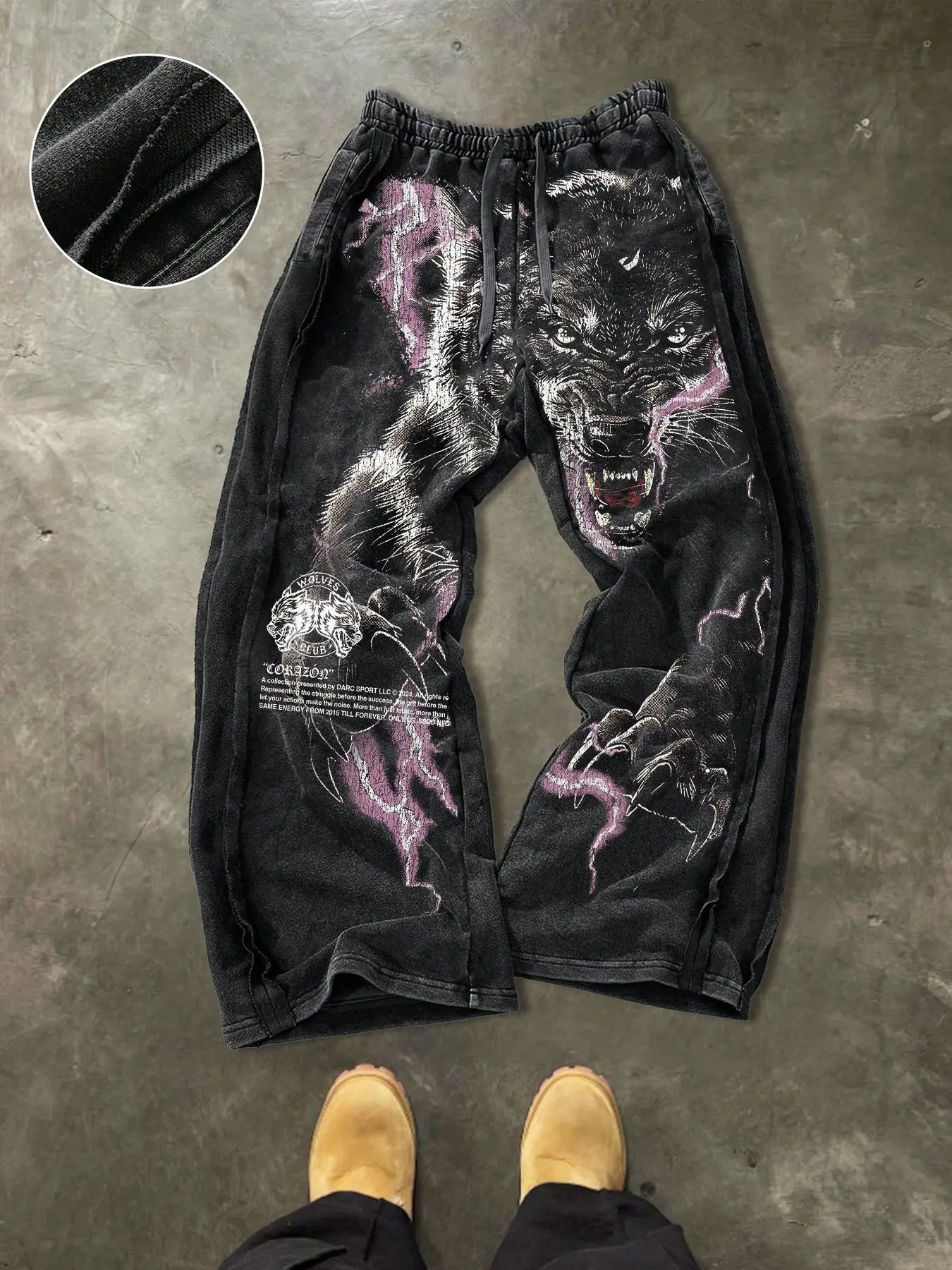 Men's Casual Cotton Sport Pants, Lightning Animal Print, Street Style, Drawstring Waist, Ankle Length, Perfect for Outdoor & Holidays, Athleisure Style Pants, Casual Sporty Trousers, Casual Athletic Pants, Casual Sports Trousers