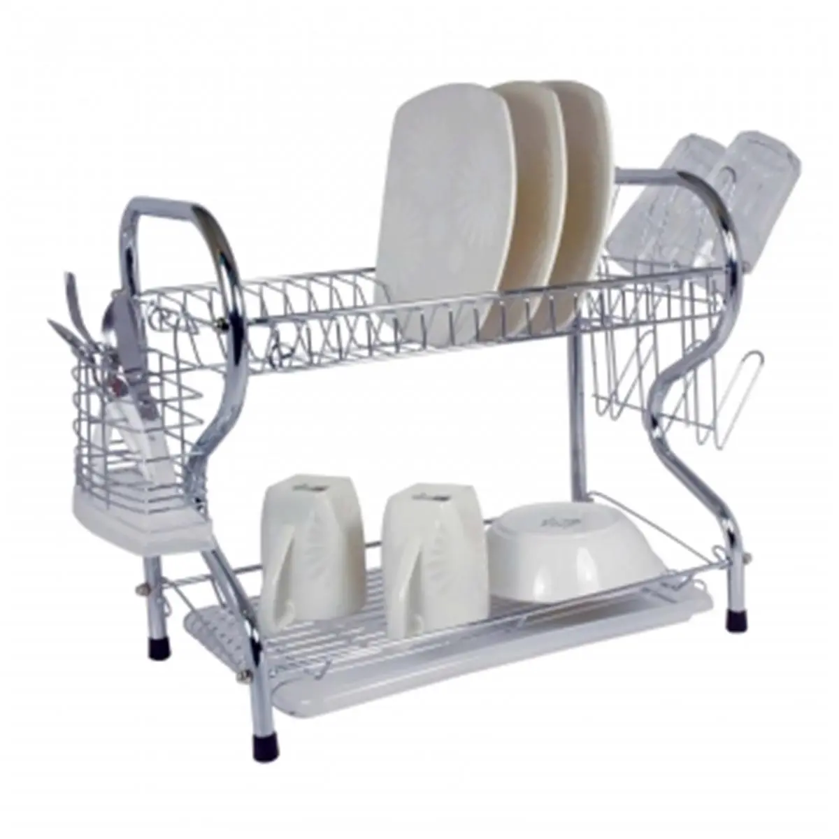 212 MAIN Better Chef DR-224 22 in. Rectangle Chrome Metal Stain-Resistant 2-Tier Kitchen Draining Rack, Dish Drying Racks, Kitchen Fixture Accessory Organizer Shelf, Kitchen Rack Shelf, Fixture Accessories Sink Rack Kitchen