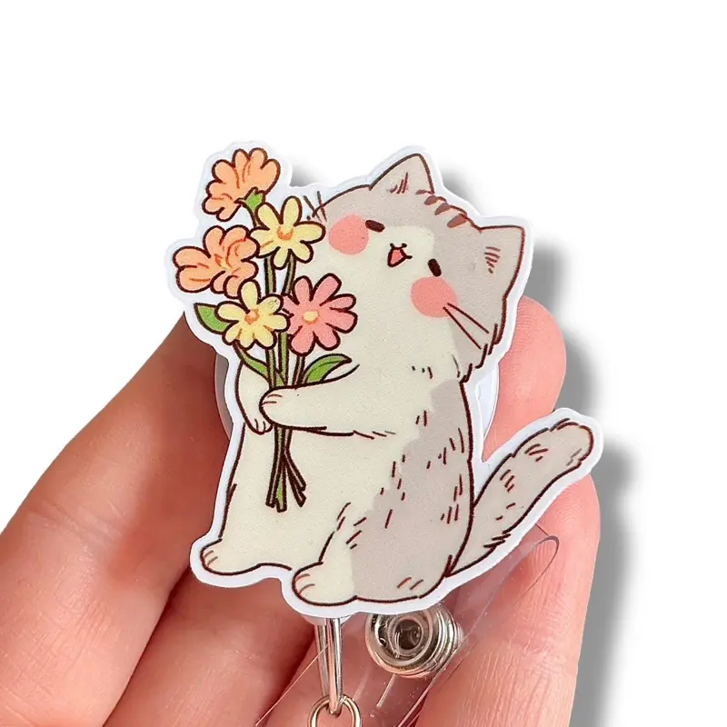Glitter My Badge Cute cat badge reel for nurse and hospital workers. Badge clip Badge pull - Retractable swivel clip with a 360 rotation. Great gift for coworker