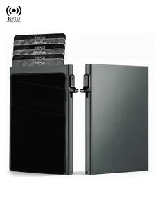 RFID Business Card Anti-theft Cards Protectors Card Holder Minimalist Smart Wallet Aluminum Metal Box Cardholder Case Small Minimalist Business Cardholder Case ID Holder for Men Women