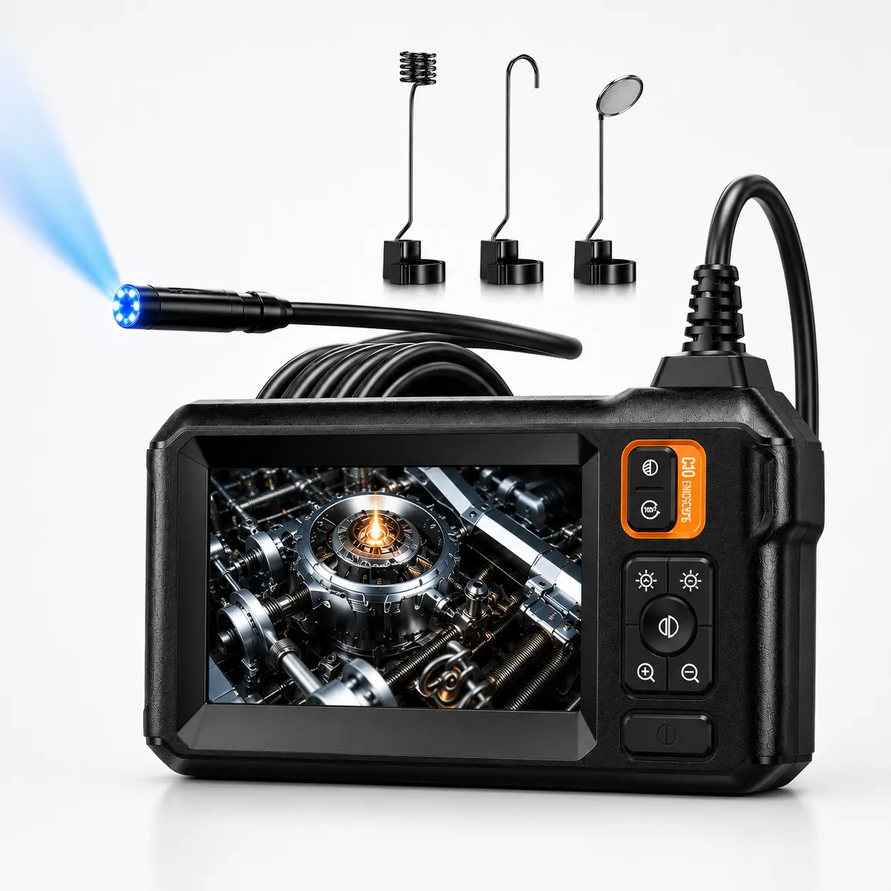 Automotive Borescope Camera, 16.5FT/33FT Waterproof Endoscope Inspection Camera with 4.3" HD Screen, 8 LED Lights, Snake Camera for Car Engine, Cylinder, Spark Plug, Auto Repair, Drain and Pipe Inspection