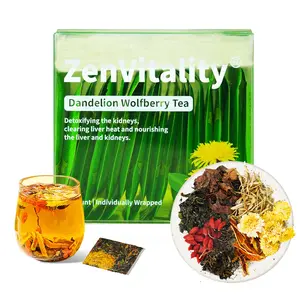Dandelion Wolfberry Tea Natural 7-Herb Blend, 15 Individually Wrapped 5g Pressed Tea Cakes V3