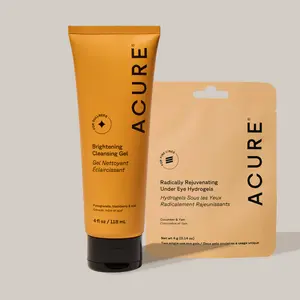 ACURE Brightening Glow Set – Brightening Cleansing Gel + Radically Rejuvenating Under Eye Hydrogels