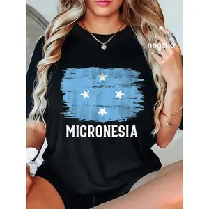 GGOR 100% Cotton Vintage Micronesia Flag For Micronesian Gift T-Shirt
