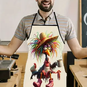 Kitchen Apron Top, Creative Print Apron, Fashionable Household Kitchen Wear