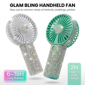 TAZTIR USB Rechargeable Mini Fan, Portable Diamond-style Handheld, Exquisite Battery Life, Suitable for Wedding, Outdoor, Desk, Travel, Valentine's Day Gift, Mother's Day Gift