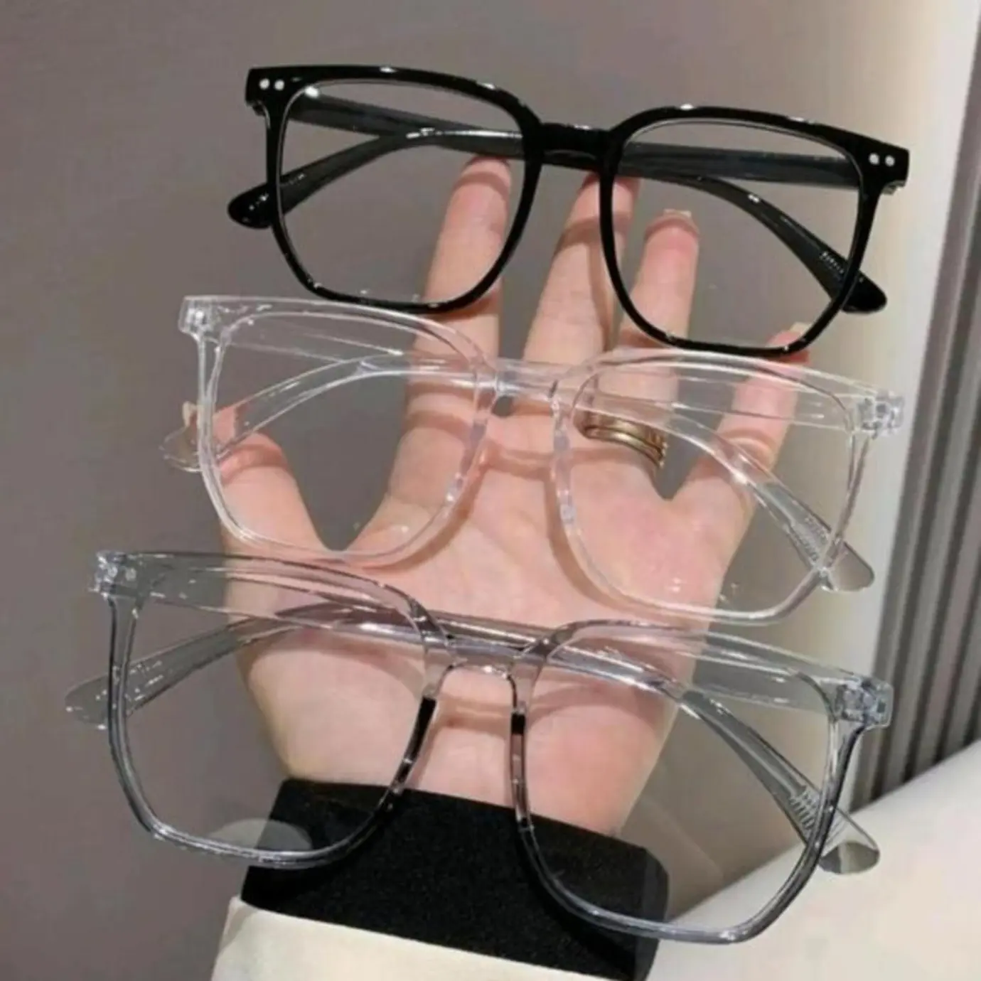 3-Pack Unisex Y2K Simple Solid-Color Plastic Glasses, 1-Size Blue Light Blocking Lens Eyewear, Fashionable Casual Everyday Accessories for Outdoor Activities & Digital Relief, Glasses for Women