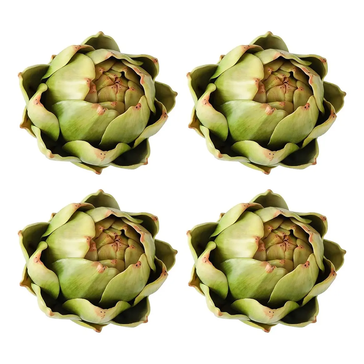 4-Pack Small Size Plastic Artificial Artichoke Ornaments, Decorative Green Home Accents with Table Decor Fit for Wedding Party Displays, Bowls & Vases