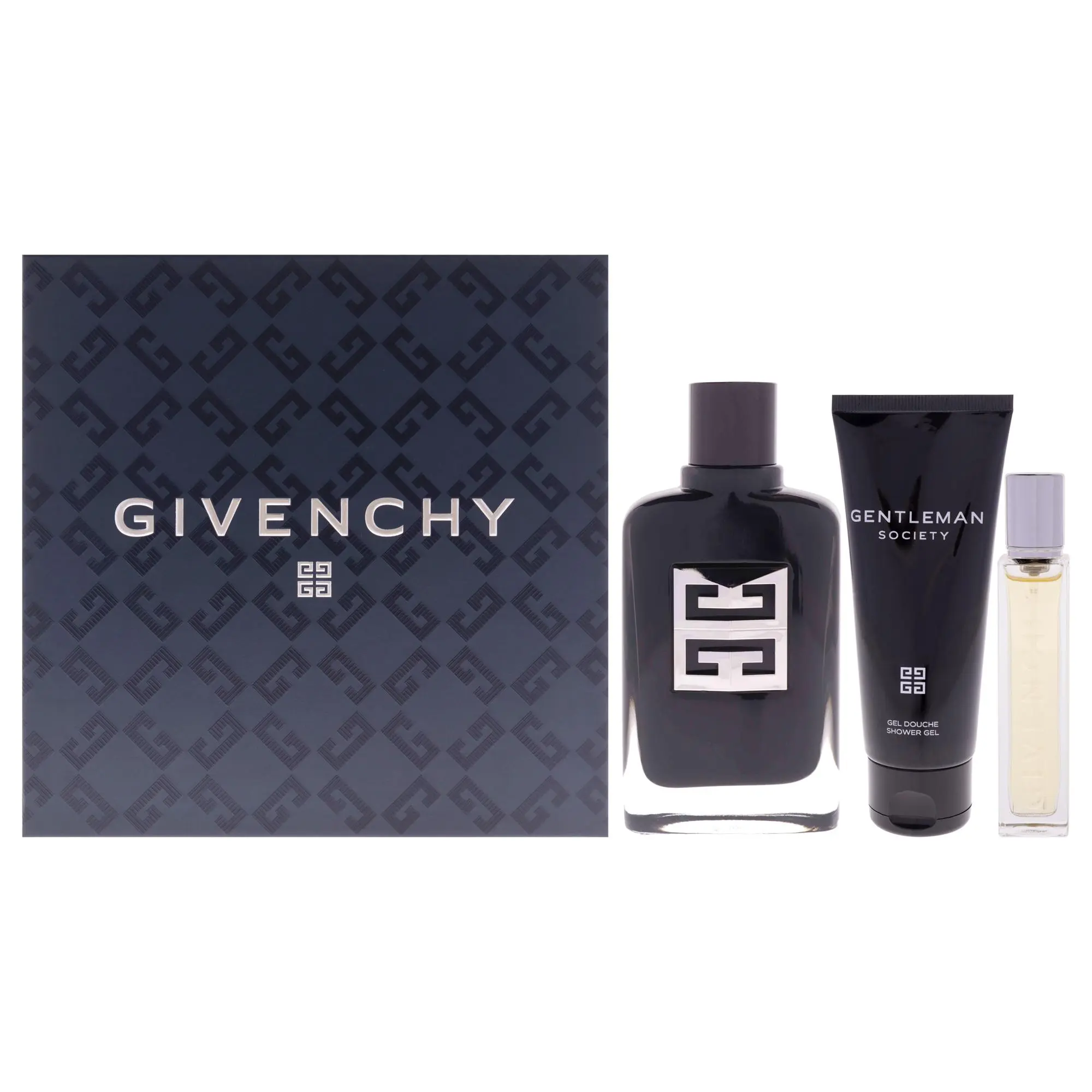 Givenchy Gentleman Society Refined Men's 3-Item Luxurious Experience Gift Set - 3.3oz EDP Spray, 0.42oz Mini EDP Spray, 2.5oz Shower Gel, Multi-Size Gift Box, Three Items