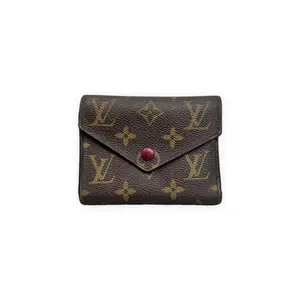 Pre-owned Louis Vuitton Monogram coated canvas Small Leather Goods Emilie Wallet Brown with monogram print, red button Very Good S014260428046