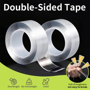 Nano Double Sided Tape Heavy Duty, 1.18in x 16.4ft, 79mil Thick, Washable Clear Gel Tape, Removable Traceless Adhesive for Wall Mount, Home, Car, Office