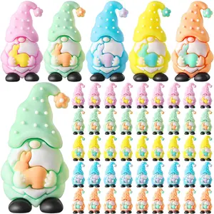 Easter Gnomes Figures 25/50pcs Mini Gnomes Statues Heart Tiny Gnome Cute 3D Pink Gnomes Ornaments and Gnome Miniature Rubber Statues Desktop Decorations Gift for Couples, Anniversary Party Favors