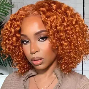 Ginger Curly Bob Wig Human Hair 13x4 Lace Front Wigs Human Hair for Women 180% Density Orange Ginger Short Bob Wigs Human Hair Pre Plucked Bob Ginger Curly Lace Front Wig Human Hair 12 Inch