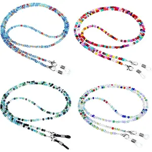 Ymapinc 4PCS Vintage Beaded Glasses Holder Strap Acrylic Stylish Eye Glass Holders Around Neck Bead Lanyard for Women Men
