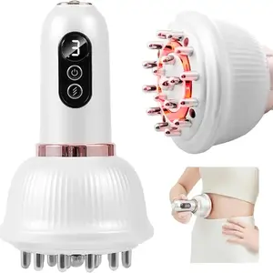 Rechargeable Electric Meridian Brush with 18 Nodes, Handheld Vibrational Body Massager with Heat for Deep Tissue Stimulation, Battery-Operated Massage Devices, Heat Massage Devices