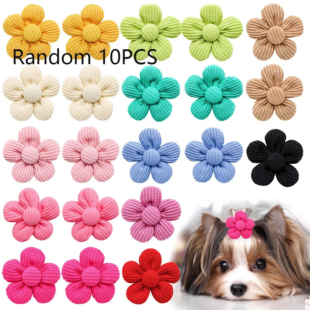 10 Pcs Cute Floral Cat Dog Headbands, Spring Atmosphere Full, Flower Hair Clips for Small Dogs, Pet Accessories for Easter Season