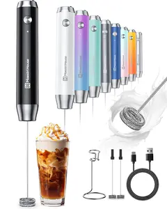 Handheld Milk Frother for Coffee,Rechargeable & Waterproof Electric Stainless Steel Whisk Portable Foam Maker for Latte & Protein Nutrition Drink Mixer,Kitchen Gadgets, Mothers' Day Gift Cream Machine, Household Appliances