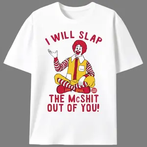 McDonald's Parody Clown Men’s Graphic Tee |   Unisex Crass Humor Casual T-Shirt |   Summer Funny Fast Food Gift