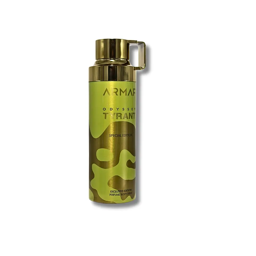 Armaf Odyssey Tyrant Perfume Body Spray for Men, Long-Lasting Aromatic and Amber Woody Fragrance - 200ml / 6.8 fl.oz, Aromatic Fragrance