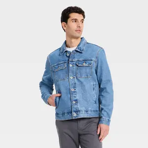 Men's Denim Trucker Jacket - Goodfellow & Co Medium Wash S