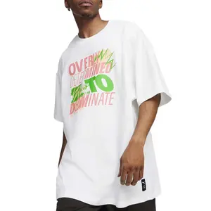 PUMA Mens The Future Is Scoot Graphic Crew Neck Short Sleeve Casual Tops Casual - White