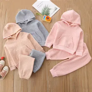Baby Fall Outfits for Girl Long Sleeve Solid Color Hoodie Top and Long Sweatpants Set Toddler Sweatsuit