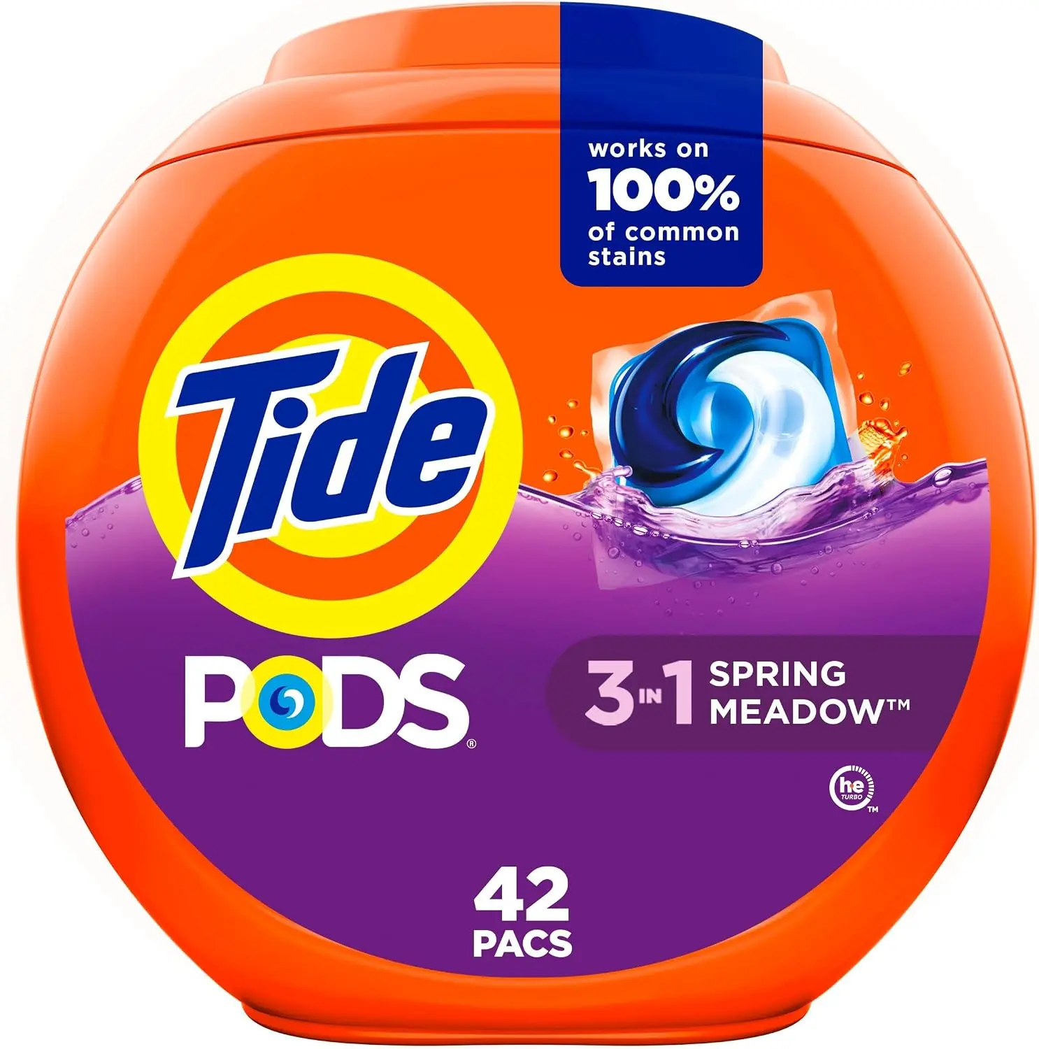 Laundry Detergent Pacs, 3-in-1 Stain Remover, Odor Fighter & Color Protector, HE Compatible, Original Scent, 42 Count