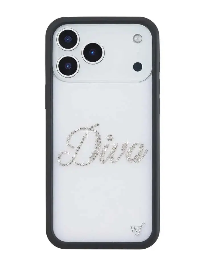 Bling Rhinestone Diva Letter iPhone Case - Black Bumper Clear Hard Protective Cover for iPhone 17/16/15 Pro Max, Y2K Girly Aesthetic Mobile Phone Accessory