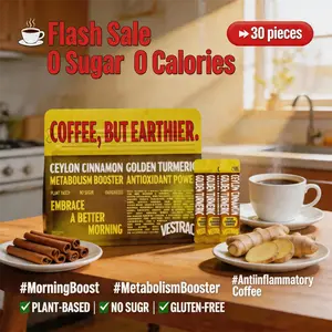 VESTRAO Golden Turmeric Ceylon Cinnamon Instant Coffee Super Brain Blend For Energy & Immune Support 100% Arabica Freeze Dried Powder L-Theanine 0 Sugar, Vegan, Keto Friendly 30 Sticks Value Pack Natural Caffeine Antioxidant-Rich Cold Water Soluble