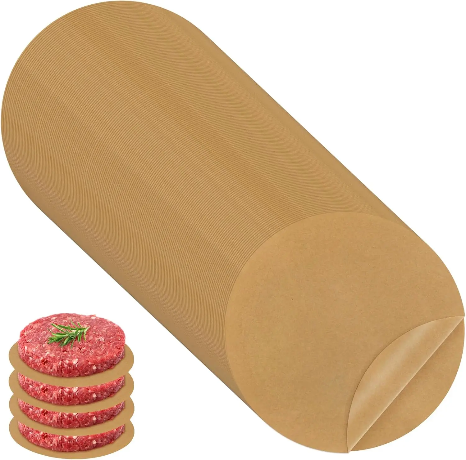 220pcs 4 inch Unbleached Parchment Paper Sheets for baking, Burger Patty Parchment Paper Rounds, Heavy Duty Precut Brown Non-Stick liners for Separating Patties, Bread, Tortilla Wrapping