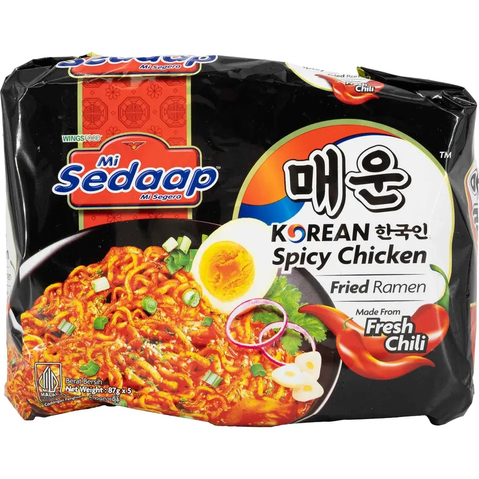 Mi Sedaap Korean Instant Noodle Duo (Spicy Chicken / Cheese Buldak Flavors) – Bold Korean-Style Stir Noodle Packs (15.3 oz & 15.15 oz)