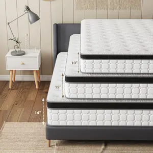 TVDFGTS 10/12/14-Gel Memory Foam Hybrid Mattress No Fiberglass Independent Pocket Springs Balanced Support Fits Body Curve Comfortable Quiet Sleep Twin Full Queen King Size Optional