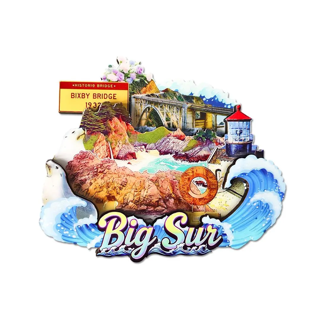 Big Sur California USA Casual Classic Decorative Fridge Sticker - Custom-Shaped, Repositionable, Durable Art Pouch Travel Souvenir Gift for Fridge, Wall, Universal Home Decor Use, Fridge Decor