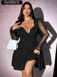 Party Dress Wedding Gown, Korean Fashion Women's Formal Wear, Plus Size Transparent Long Sleeve, Casual Floral Pattern, Womenswear, Fit