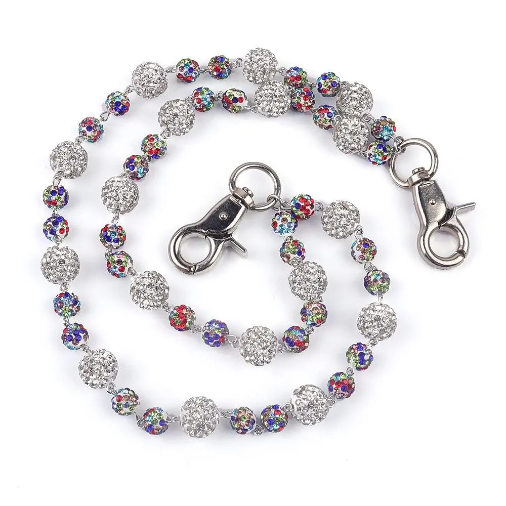 Sparkly 10mm Ceramic Beads Wallet Chain - Men's Accessories, Bag Charms for Waistband, Everyday Outfits, DIY Projects, Bohemian Fashion Jewelry for Men Women, Concerts