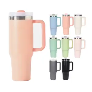 16Pack H2.0 40oz Powder Coated Travel Mug - Stainless Steel Double Walled Insulated Tumbler with Lid & Straw for Gift Drinkware Flasks - Multiple Colors