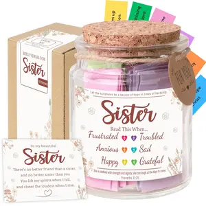 Verse Jar for Sister - 92 Color-Coded Scriptures for Encouragement, Christian Gifts for Women, Inspirational Jar for Sister, Birthday Gifts For Sister