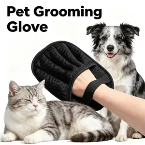 Upgraded 5-Finger Anti-Static Pet Hair Removal Gloves - 1 Size, Reusable Breathable Mesh, Adjustable Design, Massage Feature for Blood Circulation & Anxiety Relief, Premium for Cats/Dogs, Hair Removal Mitts & Rollers Alternative for Furniture