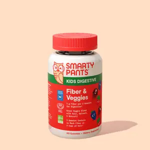 SmartyPants Kids Fiber & Veggies Supplement with Prebiotic Inulin & Organic Green Veggie Blend for Regular Digestion in Kids 4+ Healthy Dietary Fiber Support - Natural Kale & Spinach
